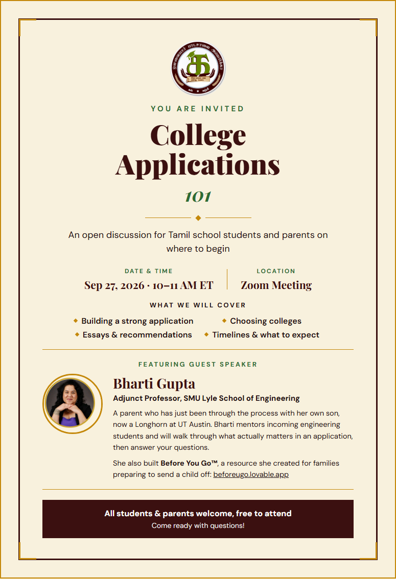 College Applications 101 — event flyer